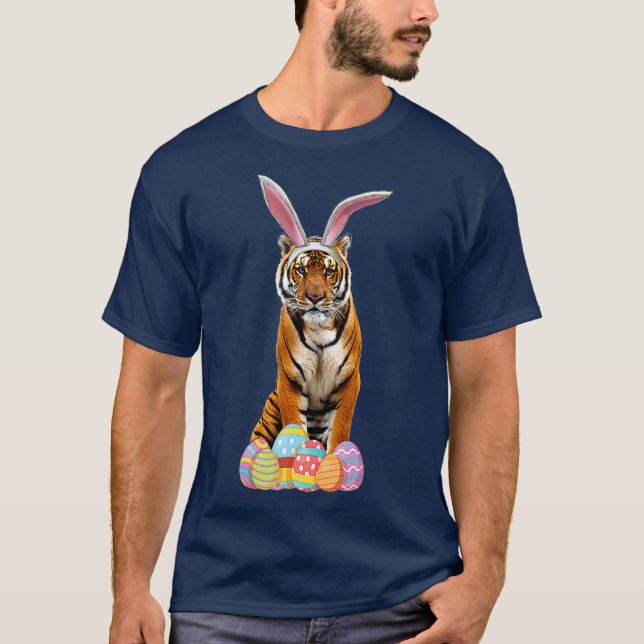 Camiseta Easter  Tiger Funny Bunny Ears  Eggs Tiger Gift (Frente)