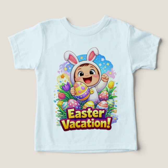 Camiseta Easter Vacation Cute Baby Bunny Illustration (Design frontal)