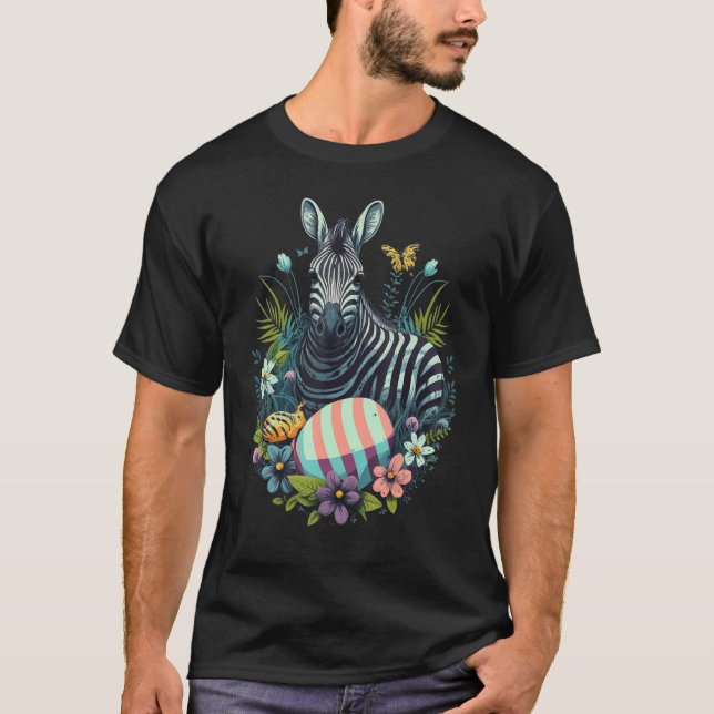 Camiseta Easter Zebra Bunny Eggs on Easter Zebra (Frente)
