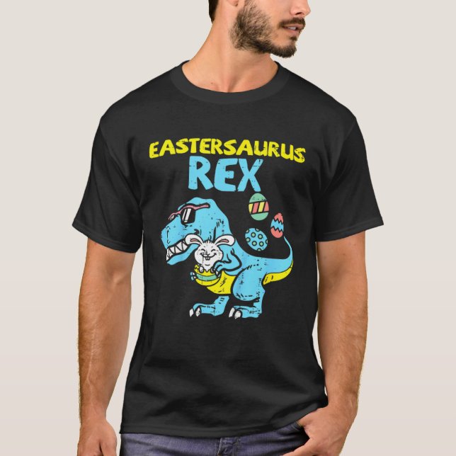 Camiseta Eastersaurus Rex Trex Easter Bunny Dino Boys Kids  (Frente)