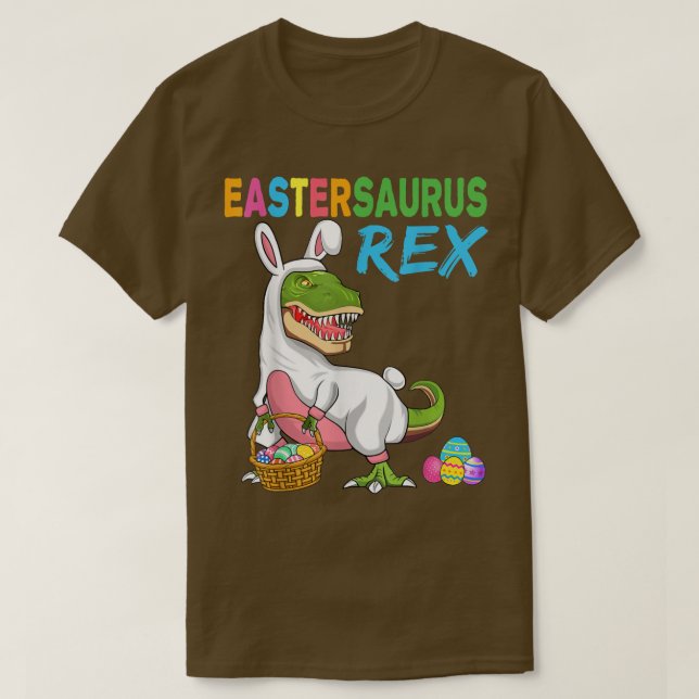 Camiseta Eastersaurus São Crianças Da Páscoa Bunny Dino Par (Frente do Design)