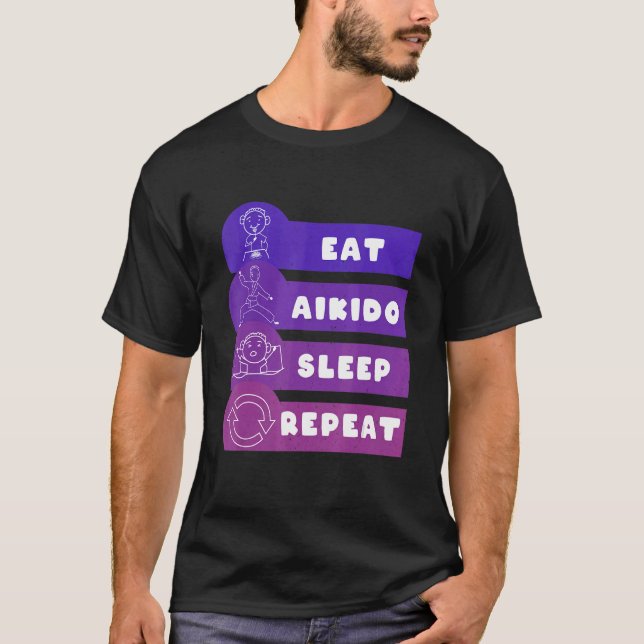 Camiseta Eat Aikido Sleep Repeat (Frente)