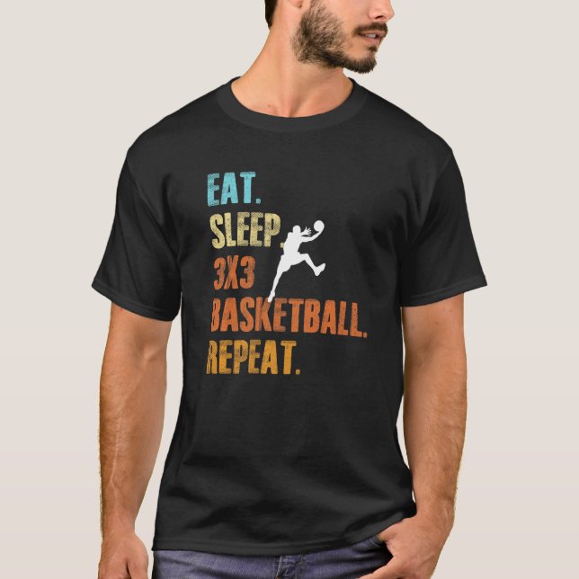 Camiseta Eat Sleep 3x3 Basketball Repeat Sports Basketball (Frente)