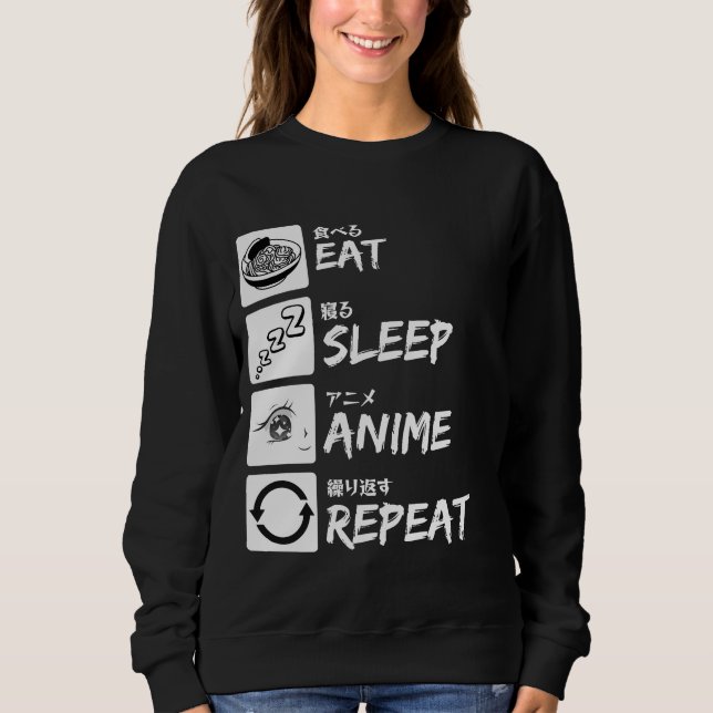CAMISETA EAT SLEEP ANIME REPEAT (Frente)