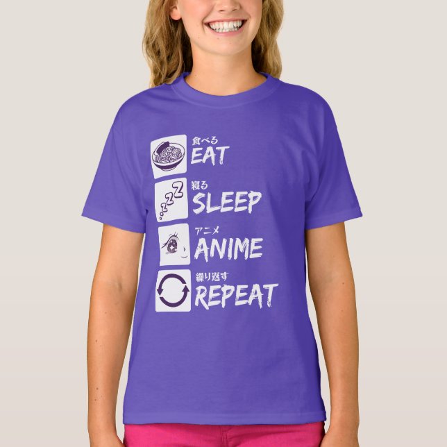 CAMISETA EAT SLEEP ANIME REPEAT (Frente)