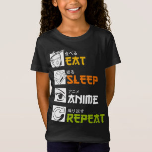 Camiseta eat sleep anime repeat funny japanese manga