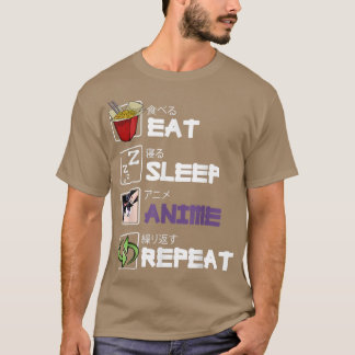 Camiseta Eat Sleep Anime Repeat Kawaii Otaku Manga Japan Fa