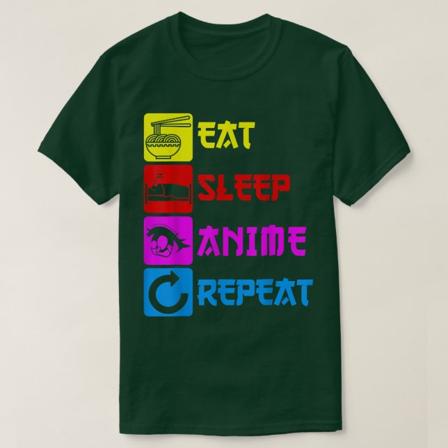 Camiseta Eat Sleep Anime Repeat  Manga Japan Saying Cosplay (Frente do Design)