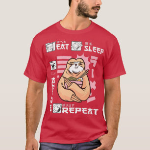 Camiseta Eat Sleep Anime Repeat Sloth Japan Ramen Japanese