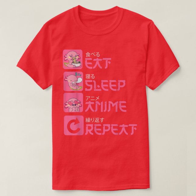 Camiseta Eat Sleep Anime Repete Aolotl Kawaii Anime Manga J (Frente do Design)
