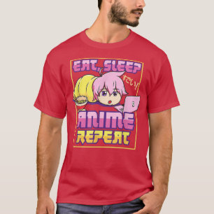Camiseta Eat Sleep Anime Repete Kawaii Japonês Manga Otaku