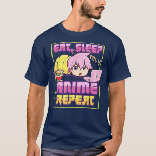 Camiseta Eat Sleep Anime Repete Kawaii Japonês Manga Otaku