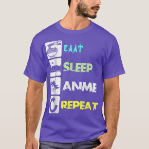 Camiseta Eat Sleep Anime Repete Manga Japão Dizendo Cosplay