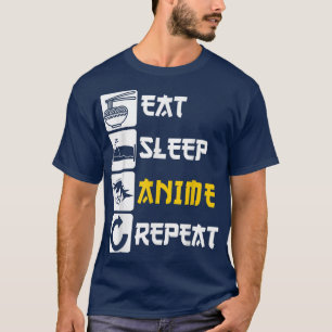 Camiseta Eat Sleep Anime Repete Manga Japão Dizendo Cosplay