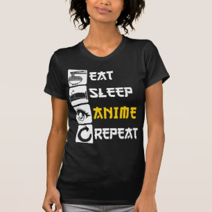 Camiseta Eat Sleep Anime Repete Manga Japão Dizendo Cosplay