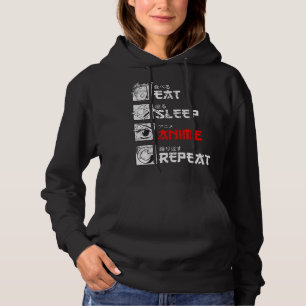 Camiseta Eat Sleep Anime Repete Manga Japão Kanji Weeb Vint
