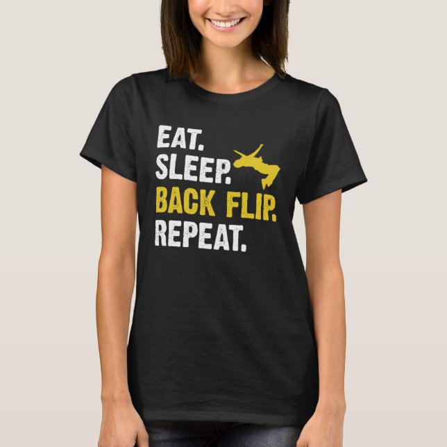 Camiseta Eat Sleep Backflip Repeat  Acrobatic Gymnastics Co (Frente)