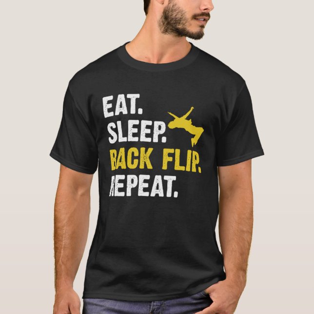 Camiseta Eat Sleep Backflip Repeat  Acrobatic Gymnastics Co (Frente)