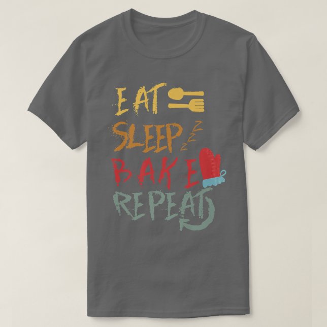 Camiseta eat sleep bake repeat funny cooking baking designs (Frente do Design)