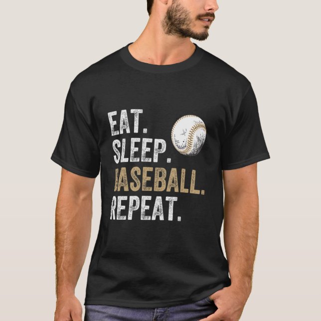Camiseta Eat Sleep Baseball Repeat Baseball And Player Fan (Frente)