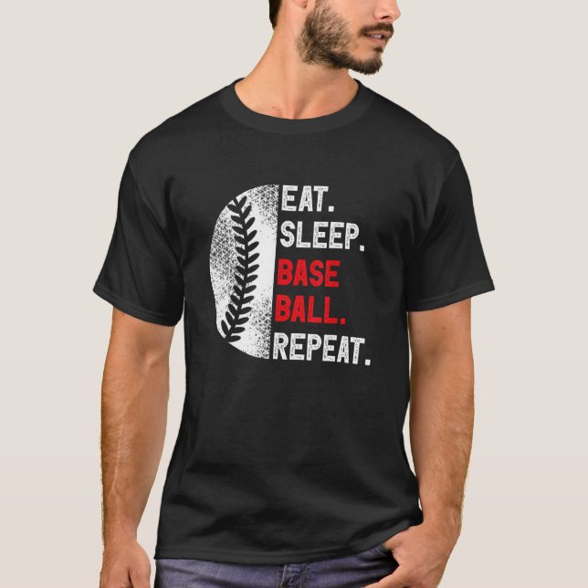 Camiseta Eat Sleep Baseball Repeat Baseball Player  Basebal (Frente)