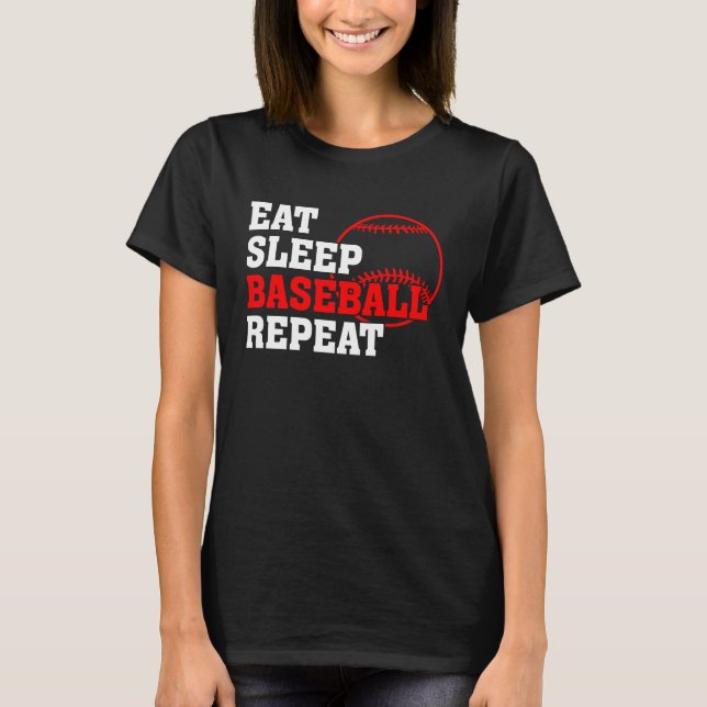 Camiseta Eat Sleep Baseball Repeat Baseball Player  Basebal (Frente)