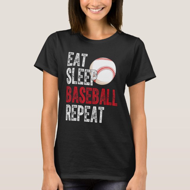 Camiseta Eat Sleep Baseball Repeat Baseball Player  Basebal (Frente)