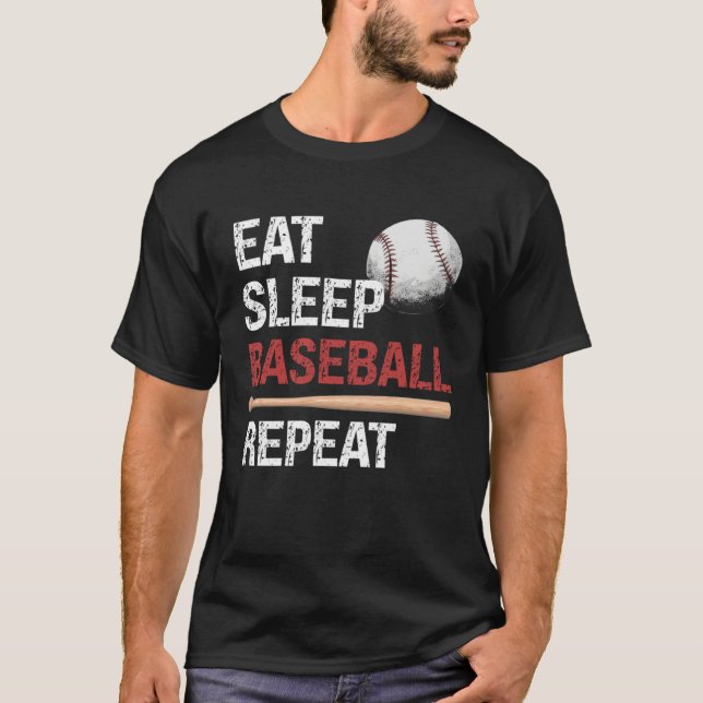 Camiseta Eat Sleep Baseball Repeat Baseball Player  Basebal (Frente)