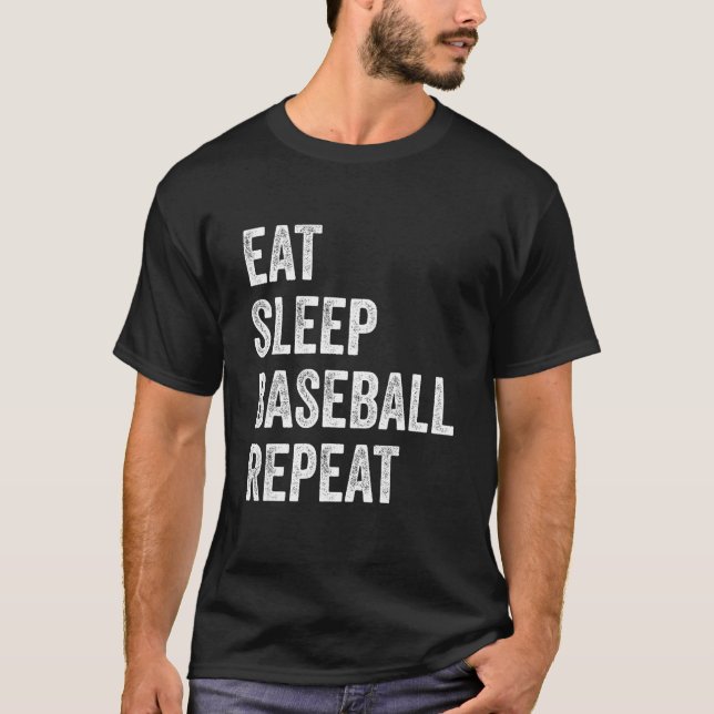 Camiseta Eat Sleep Baseball Repeat Baseball Player  Basebal (Frente)