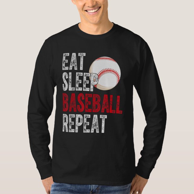 Camiseta Eat Sleep Baseball Repeat Baseball Player  Basebal (Frente)