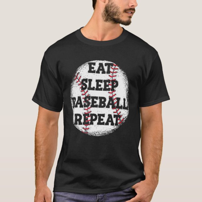Camiseta Eat Sleep Baseball Repeat Baseball Player Dad Coac (Frente)