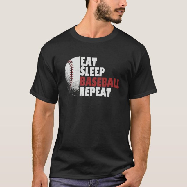 Camiseta Eat Sleep Baseball Repeat Baseball Player Funny Ba (Frente)