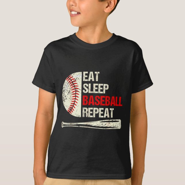 Camiseta Eat Sleep Baseball Repeat Funny Baseball Player  (Frente)