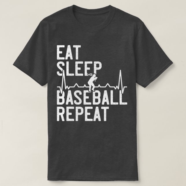 Camiseta Eat Sleep Baseball Repeat Funny Baseball Player  (Frente do Design)