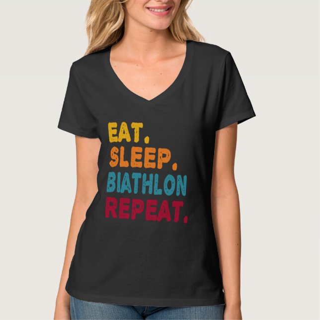 Camiseta Eat Sleep Biathlon Repeat  Boys Men Women Sports P (Frente)