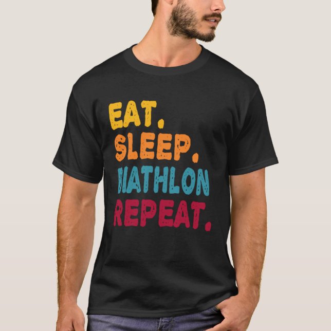 Camiseta Eat Sleep Biathlon Repeat  Boys Men Women Sports P (Frente)