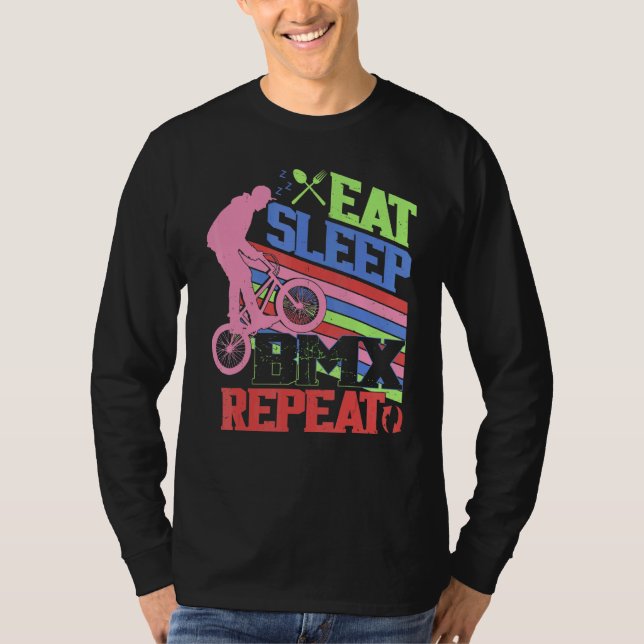 Camiseta Eat Sleep BMX Repeat  BMX Rider Bicycle Motocross (Frente)