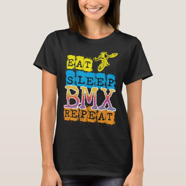 Camiseta Eat Sleep BMX Repeat I Downhill I Children s BMX (Frente)
