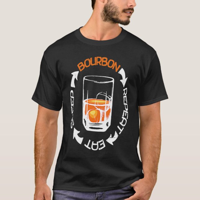 Camiseta Eat Sleep Bourbon Repeat Scotch  Single Malt Whisk (Frente)