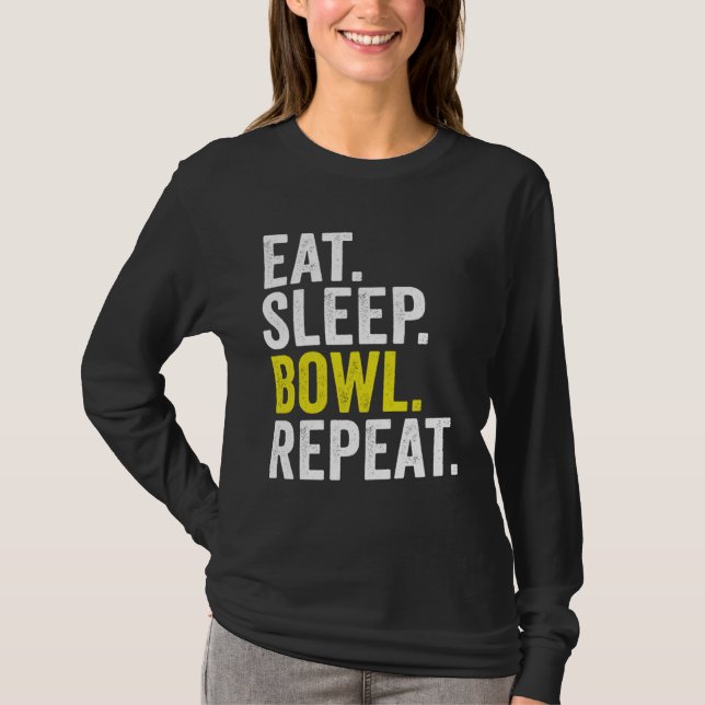 Camiseta Eat Sleep Bowl Repeat Cricket Bowling (Frente)