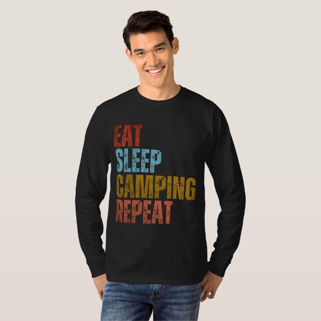 Camiseta EAT SLEEP CAMPING REPEAT (Frente Completa)