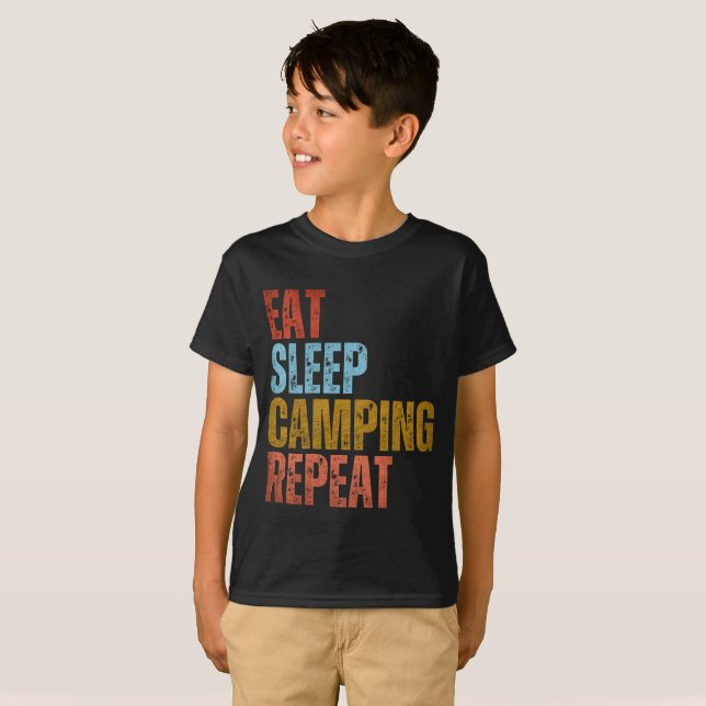 Camiseta EAT SLEEP CAMPING REPEAT (Frente Completa)
