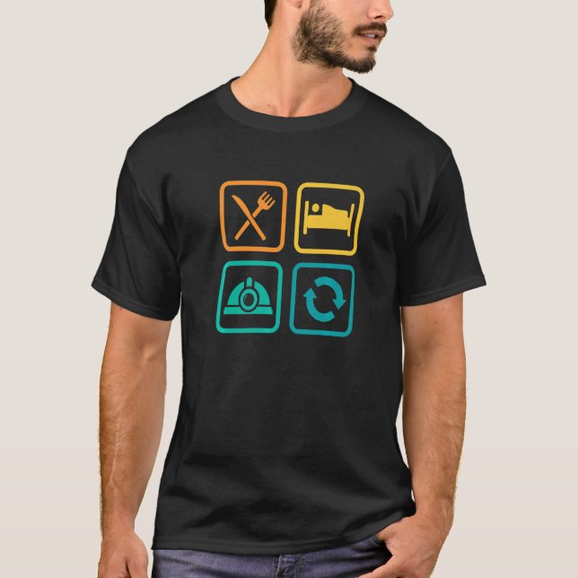 Camiseta Eat Sleep Cave Repeat Caver Speleology Spelunking  (Frente)