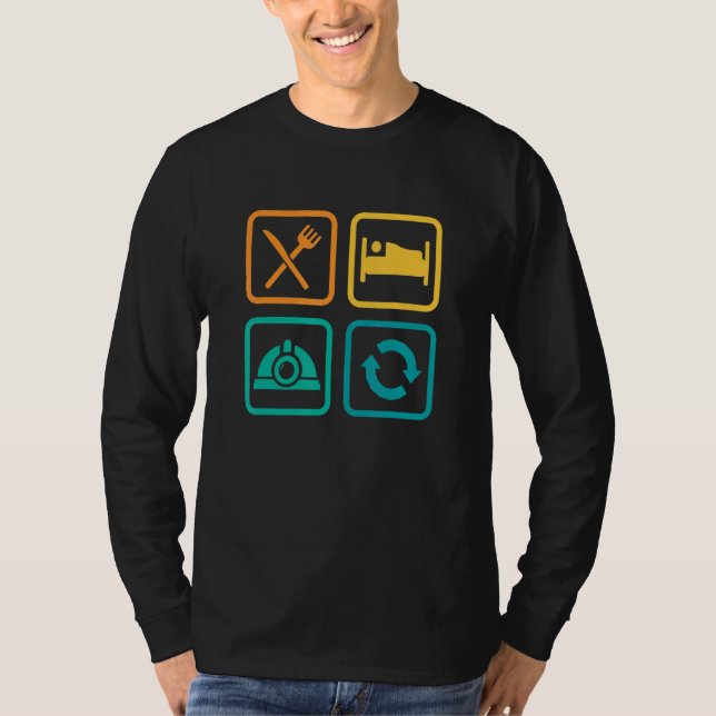 Camiseta Eat Sleep Cave Repeat Caver Speleology Spelunking  (Frente)