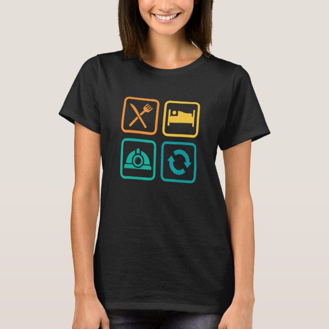 Camiseta Eat Sleep Cave Repeat Caver Speleology Spelunking  (Frente)