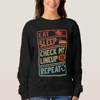 Camiseta Eat Sleep Check My Lineup Repeat Retro Fantasy Foo