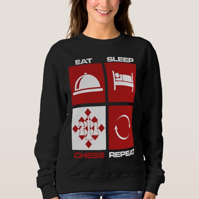 Camiseta Eat Sleep Chess Repeat Skills Move King Knight Gam (Frente)