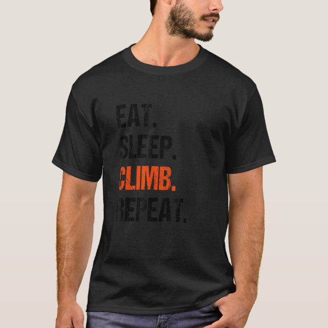 Camiseta Eat Sleep Climb Repeat Rock Boulder Bouldering Roc (Frente)