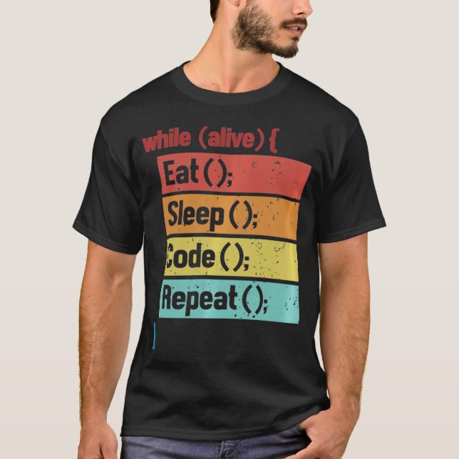 Camiseta Eat Sleep Code Repeat Full Stack Coder Software De (Frente)