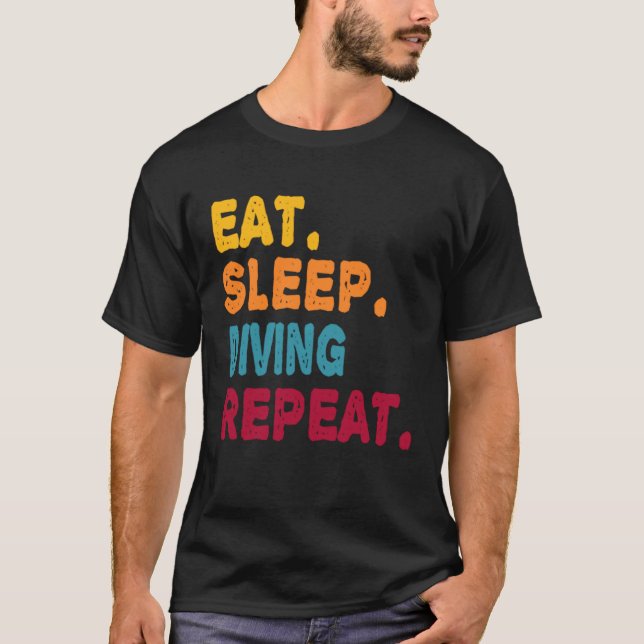 Camiseta Eat Sleep Diving Repeat  Boys Men Women Sports Pla (Frente)